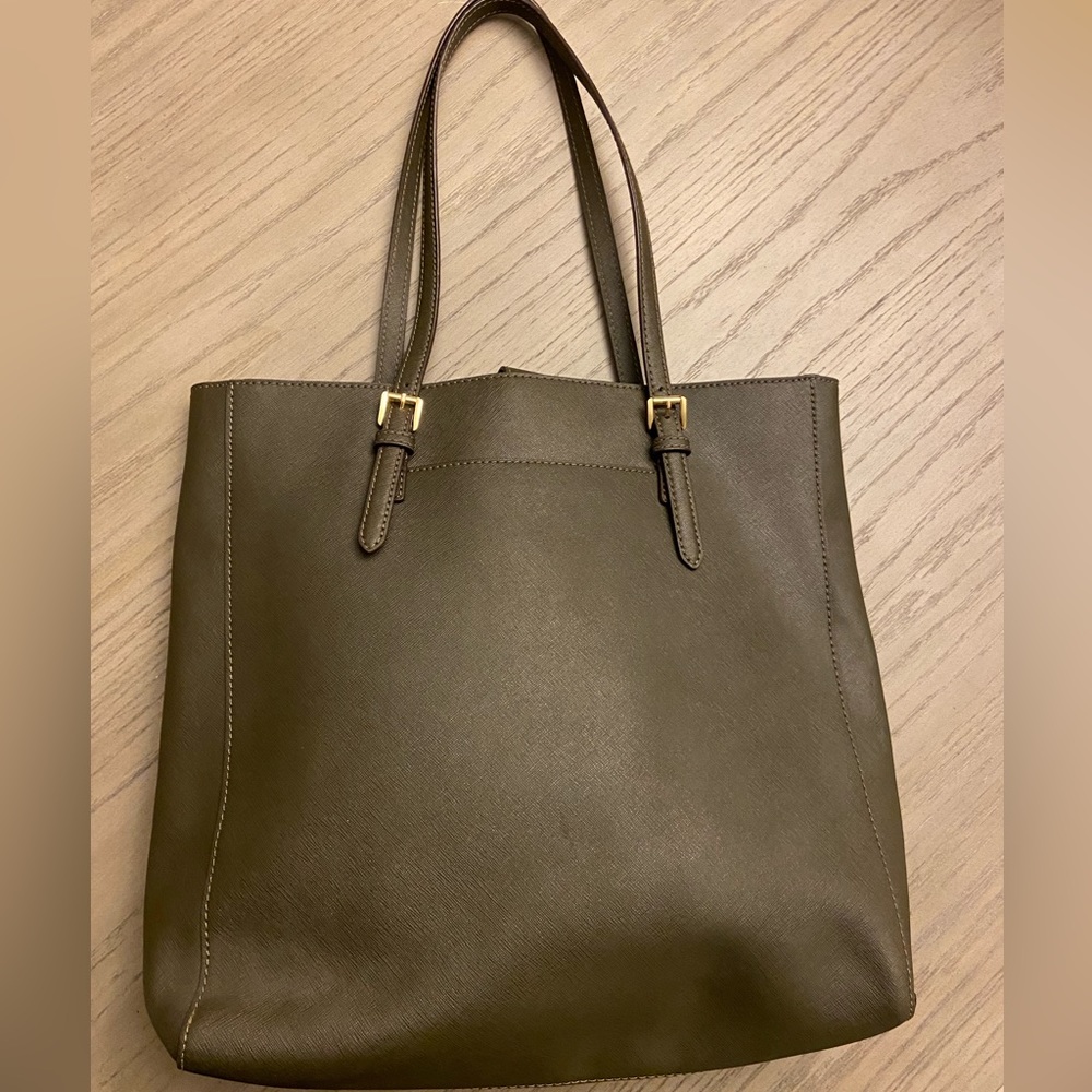 Michael Kors Jet Set Bag Olive Green Signature Tote Saffiano Leather - Picture 2 of 13